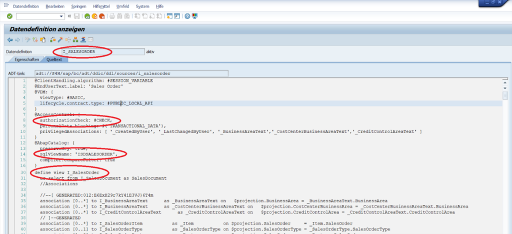 Abb. 3: Darstellung der DDL Source in der TA SE11
