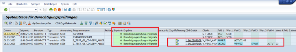 Abb. 8: Berechtigungstrace beim Zugriff über CDS-View
